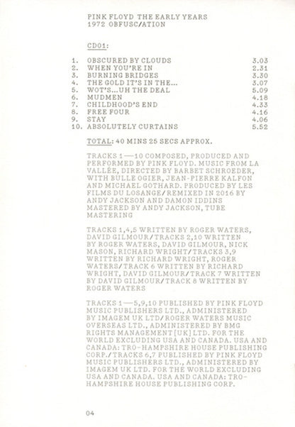Pink Floyd – 1972 Obfusc/Ation (2-CD/DVD/Blu-ray)
