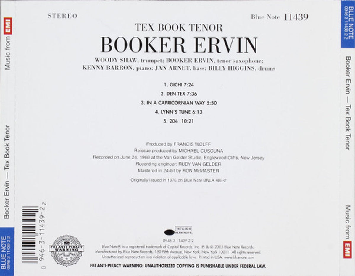 Booker Ervin – Tex Book Tenor Music CD