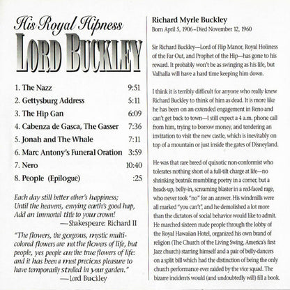 Lord Buckley – His Royal Hipness Music CD