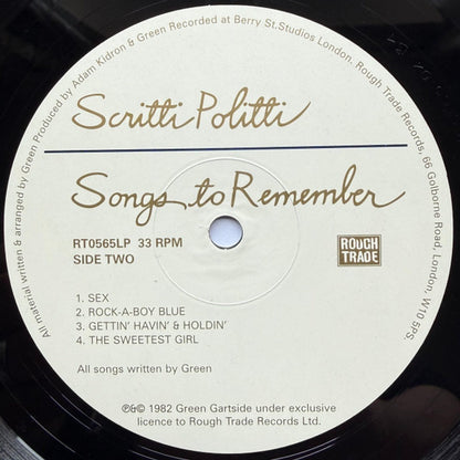 Scritti Politti – Songs To Remember (LP Vinyl) Vinyl Record