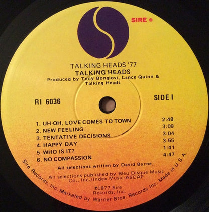 Talking Heads – Talking Heads: 77 (LP Vinyl) Vinyl Record