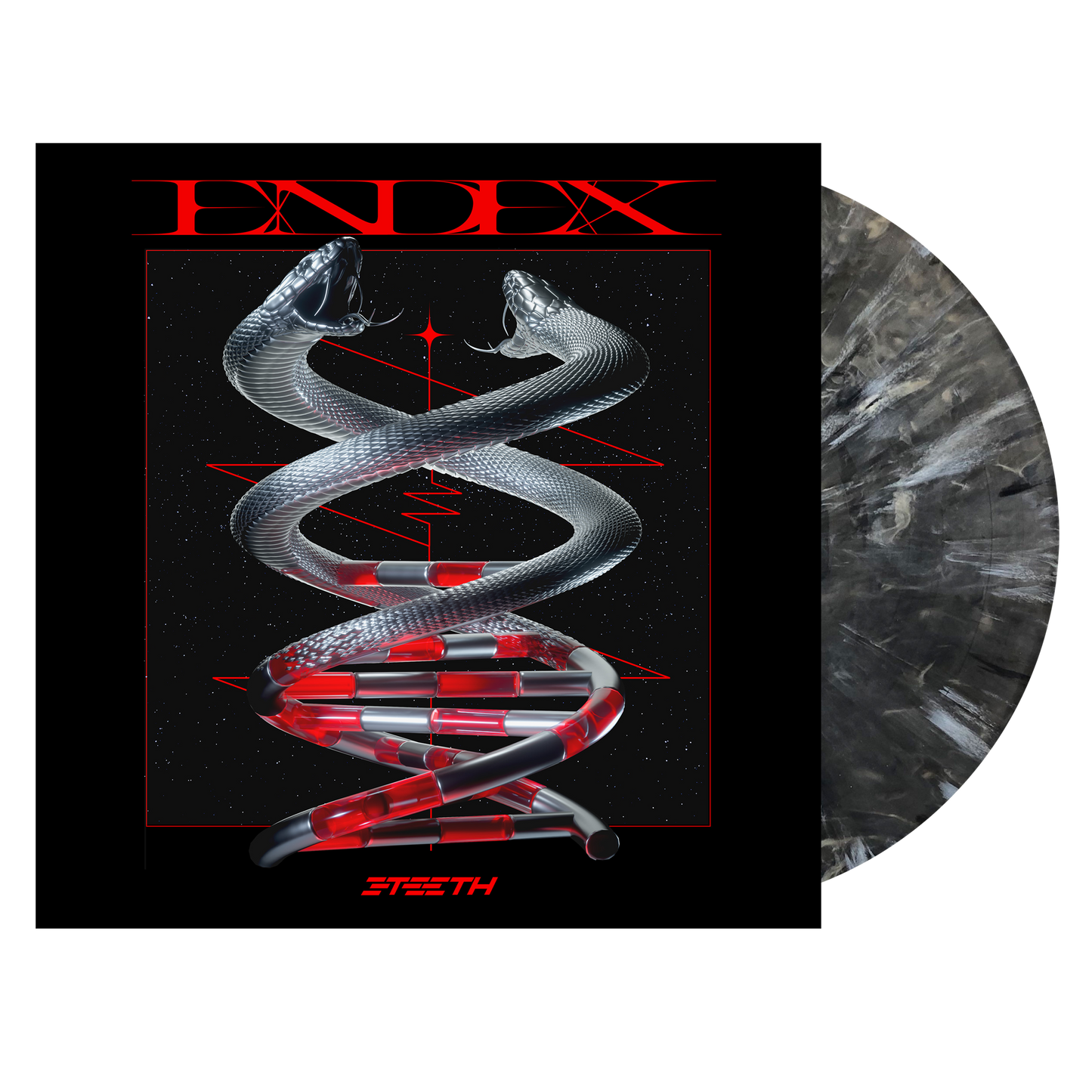3TEETH ‘Endex’ LP + Exclusive 12"X12" Lenticular Insert (Limited Edition – Black & White Marble Vinyl) Vinyl Record