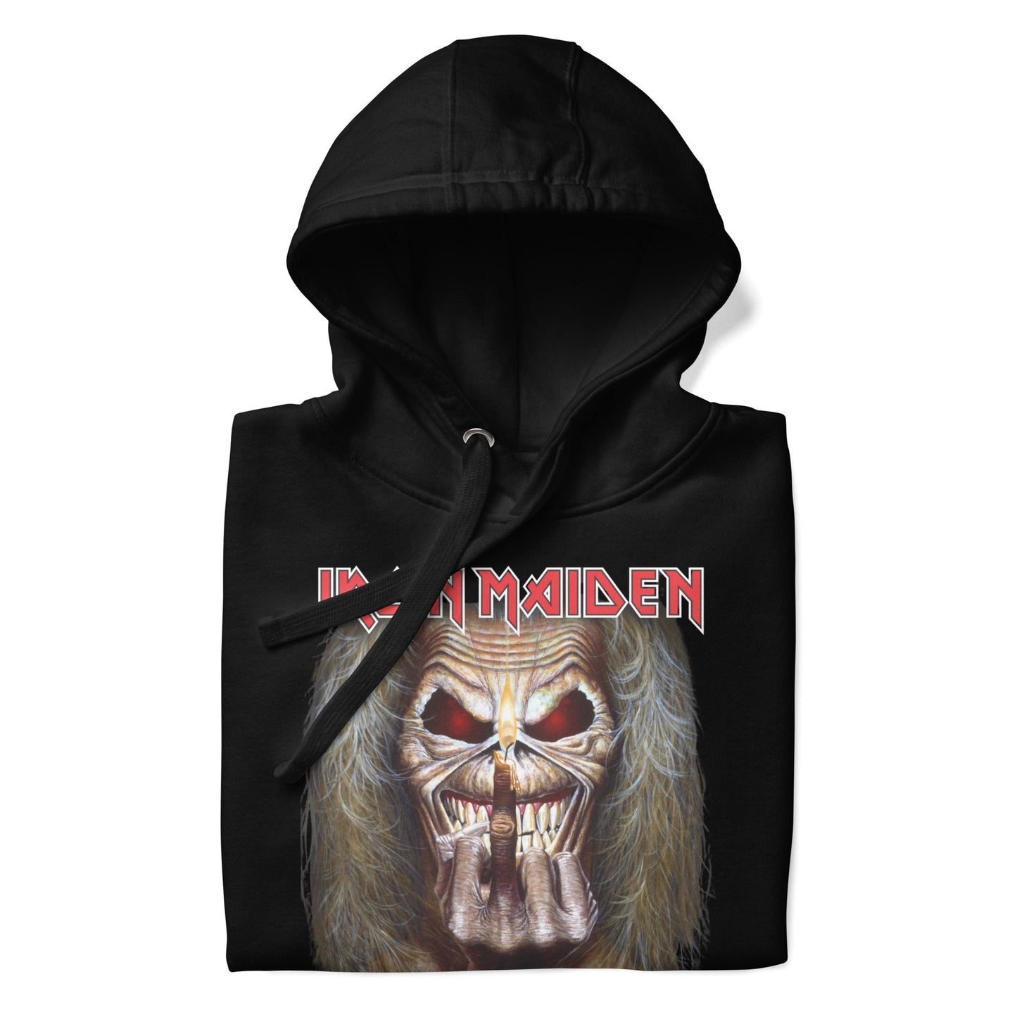 Iron Maiden Candle Finger Classic Mens Officially Licensed Hoodie Black