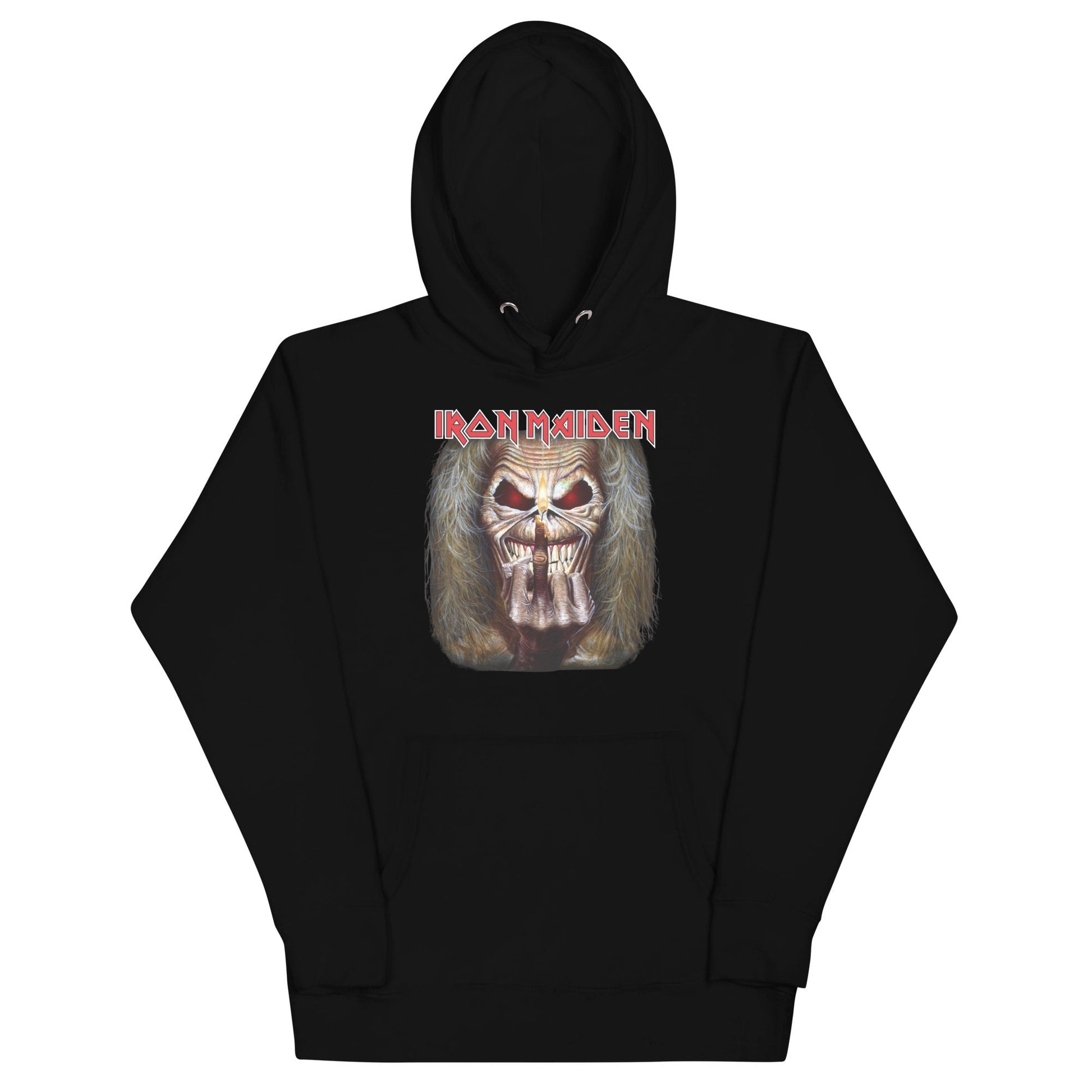 Iron Maiden Candle Finger Classic Mens Officially Licensed Hoodie Black