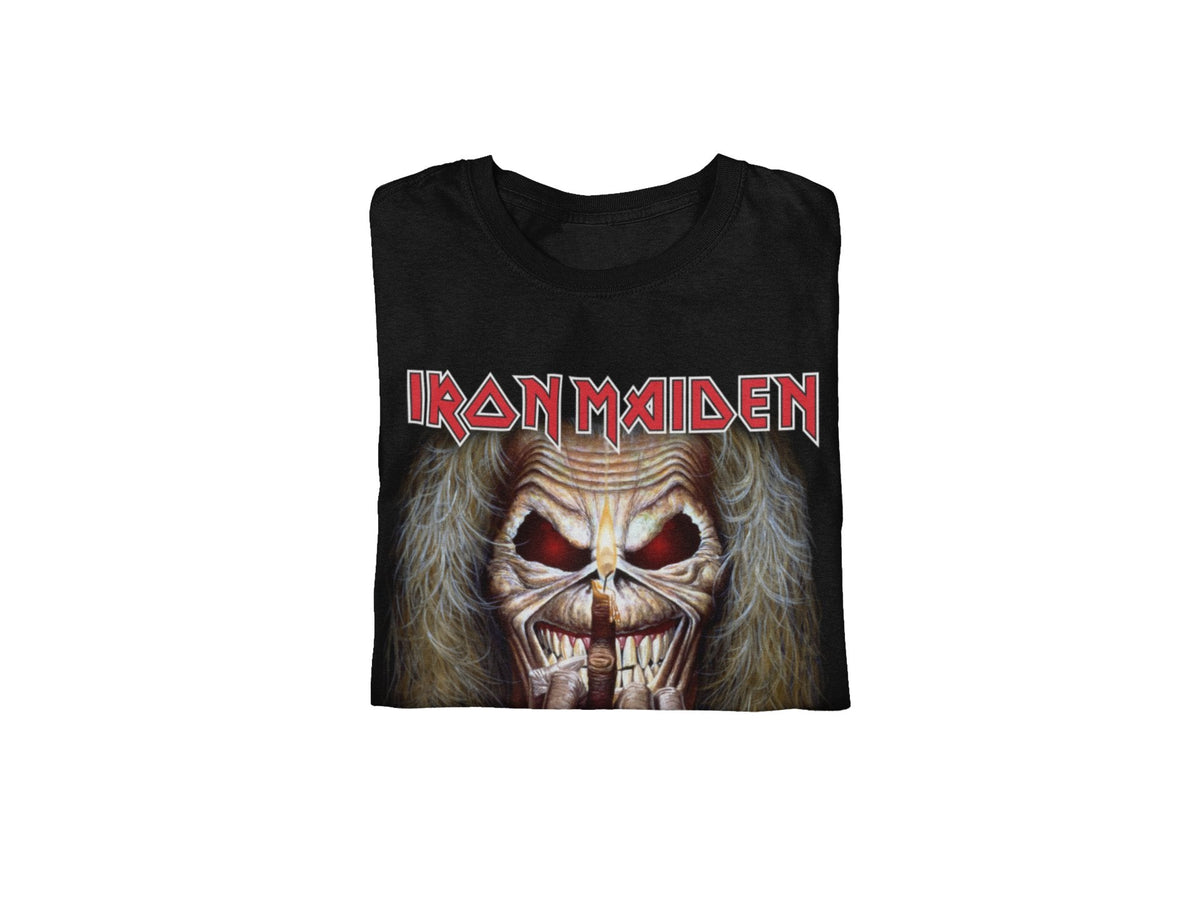 Iron Maiden Candle Finger Jumbo Print Officially Licensed Mens T Shirt Black