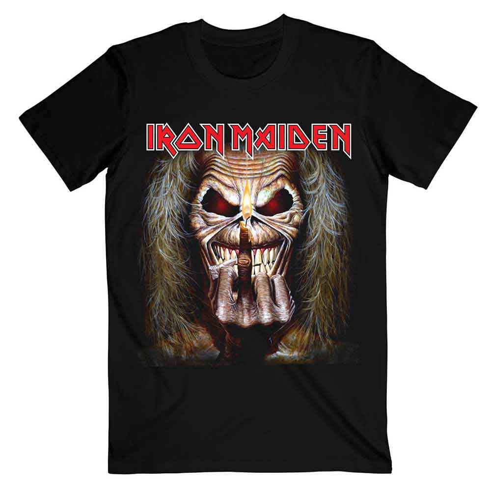 Iron Maiden Eddie Candle Finger Mens T Shirt Officially Licensed