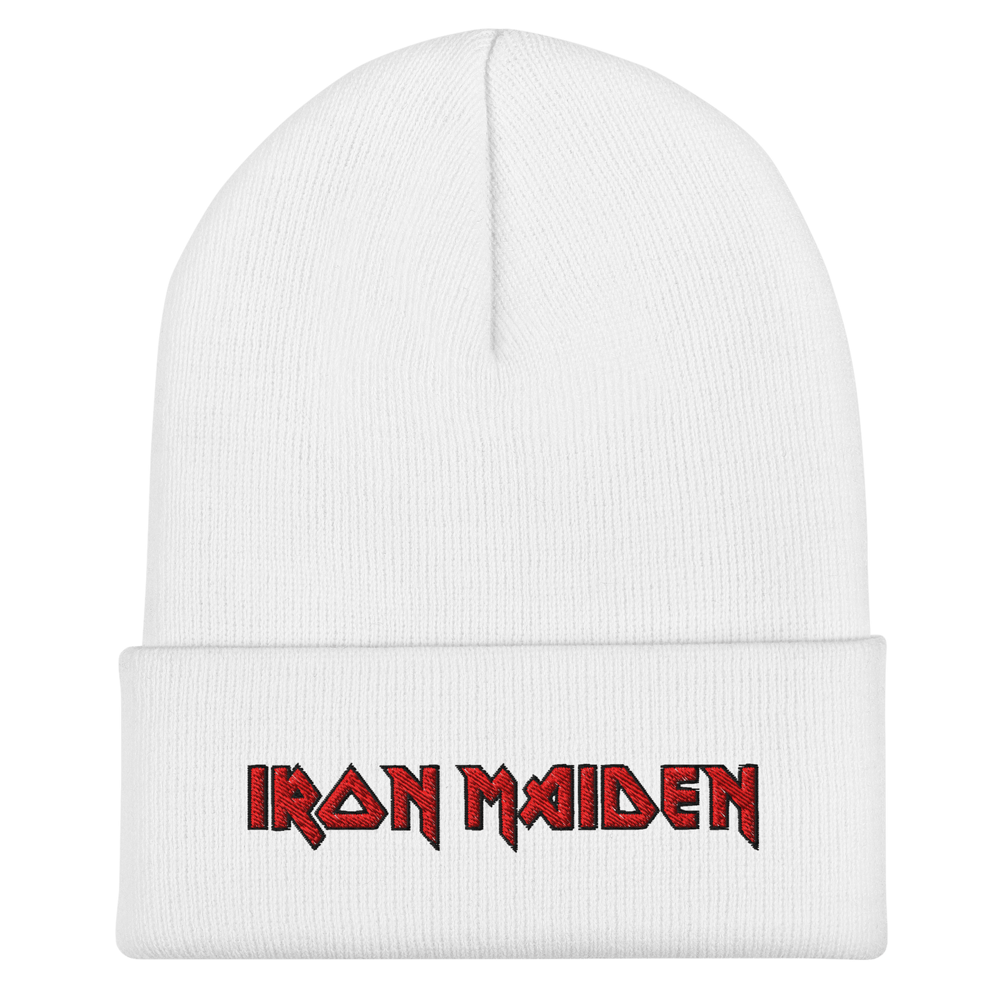 Iron Maiden Embroidered Beanie Hat White Officially Licensed