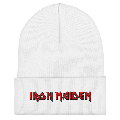 Iron Maiden Embroidered Beanie Hat White Officially Licensed