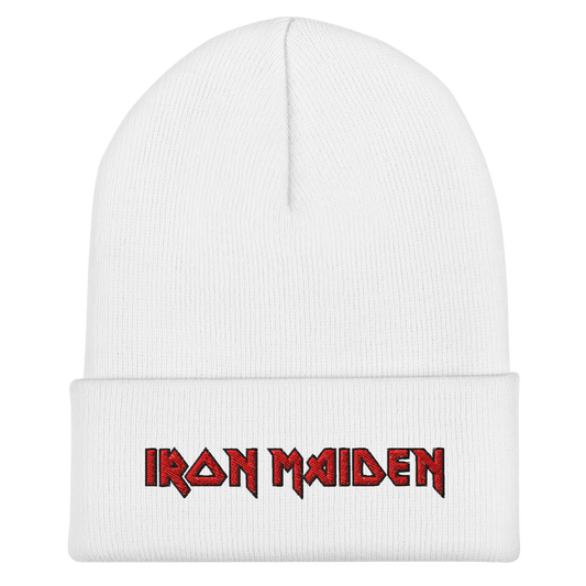 Iron Maiden Embroidered Beanie Hat White Officially Licensed