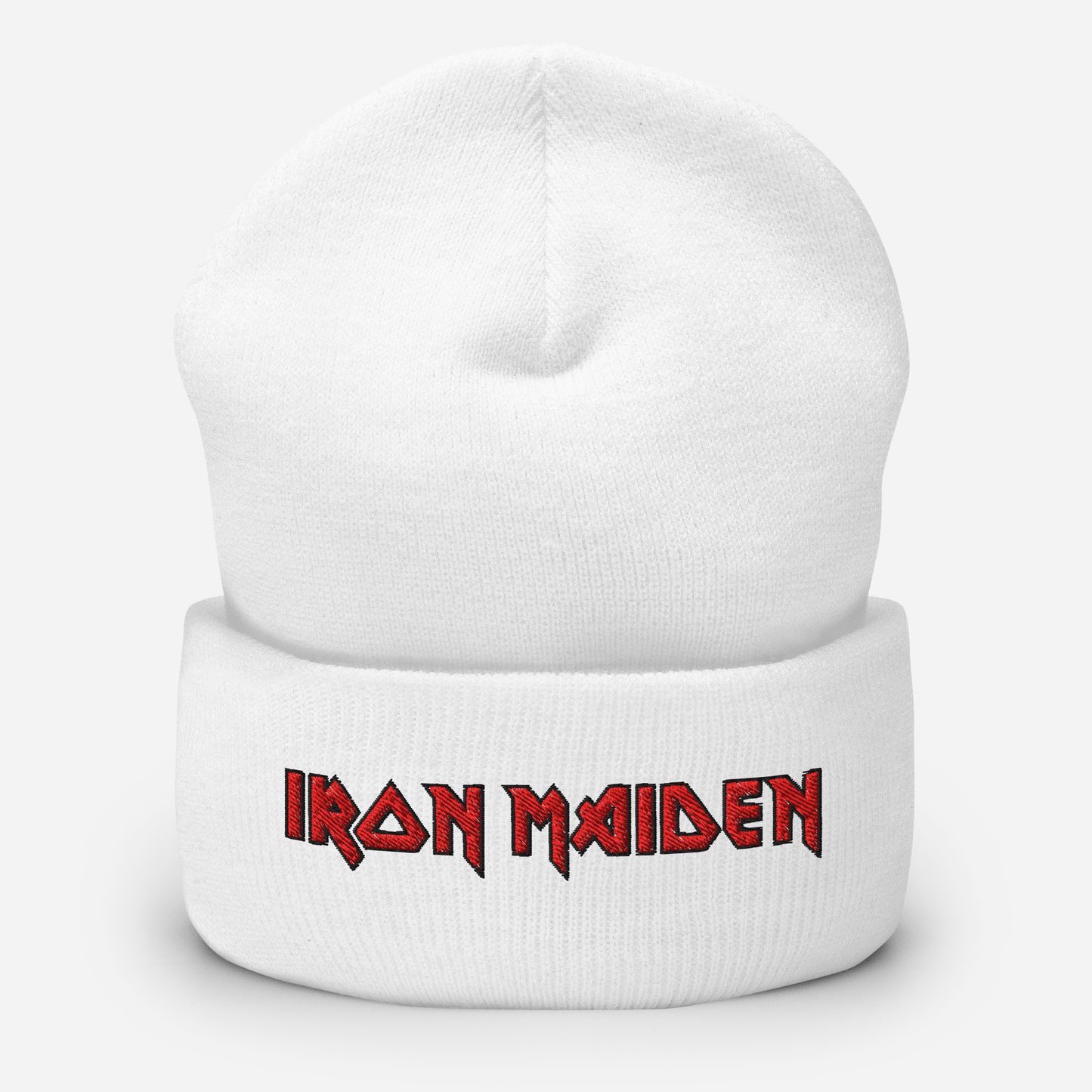Iron Maiden Embroidered Beanie Hat White Officially Licensed