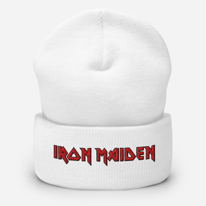 Iron Maiden Embroidered Beanie Hat White Officially Licensed