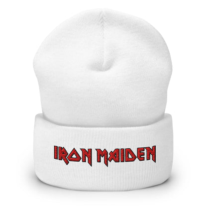 Iron Maiden Embroidered Beanie Hat White Officially Licensed