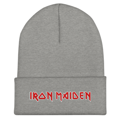 Iron Maiden Embroidered Beanie Hat Grey Officially Licensed