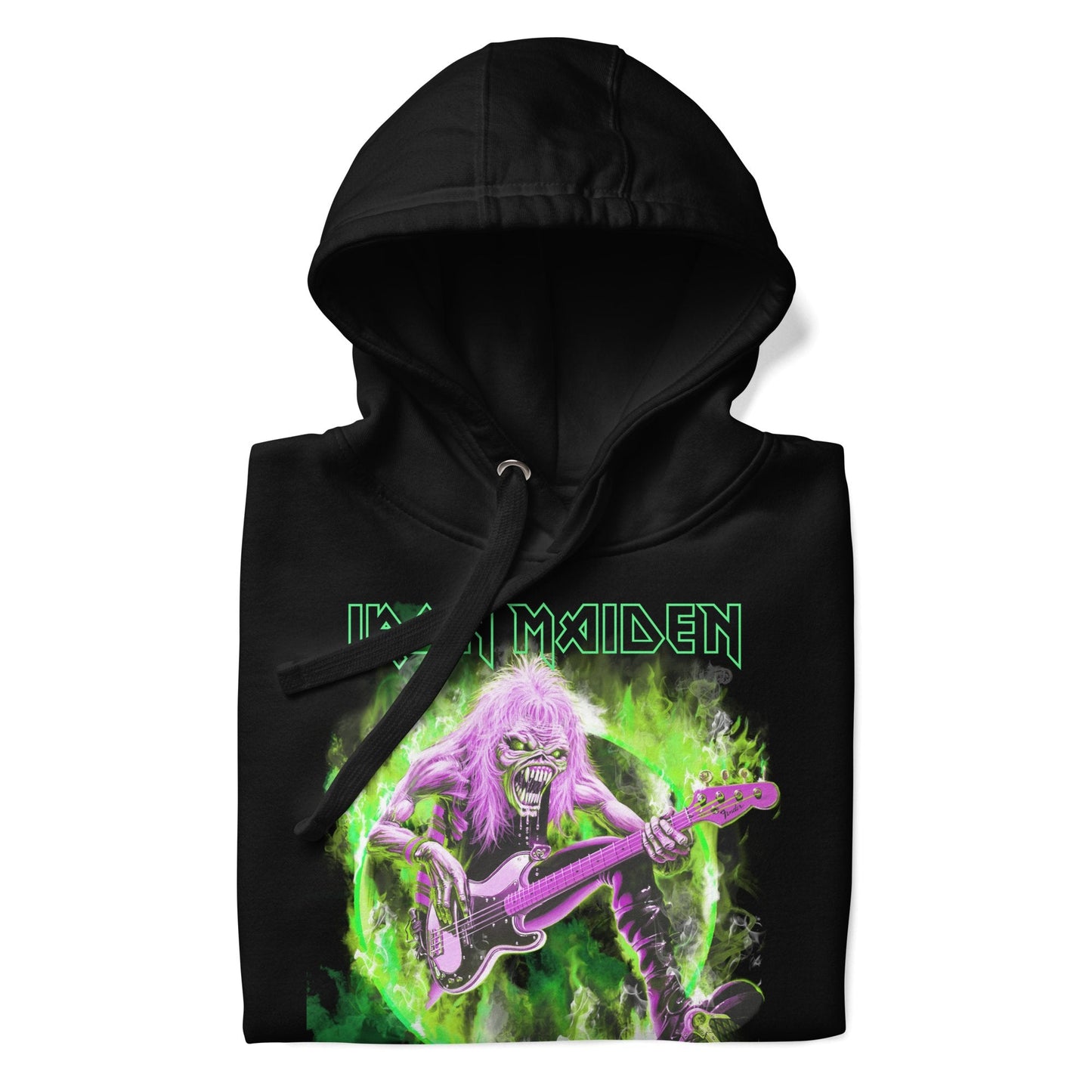 Iron Maiden Green Guitar Classic Mens Hoodie Black