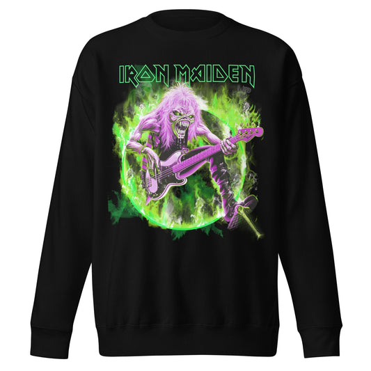 Iron Maiden Green Guitar Jumbo Print Mens Sweatshirt Black