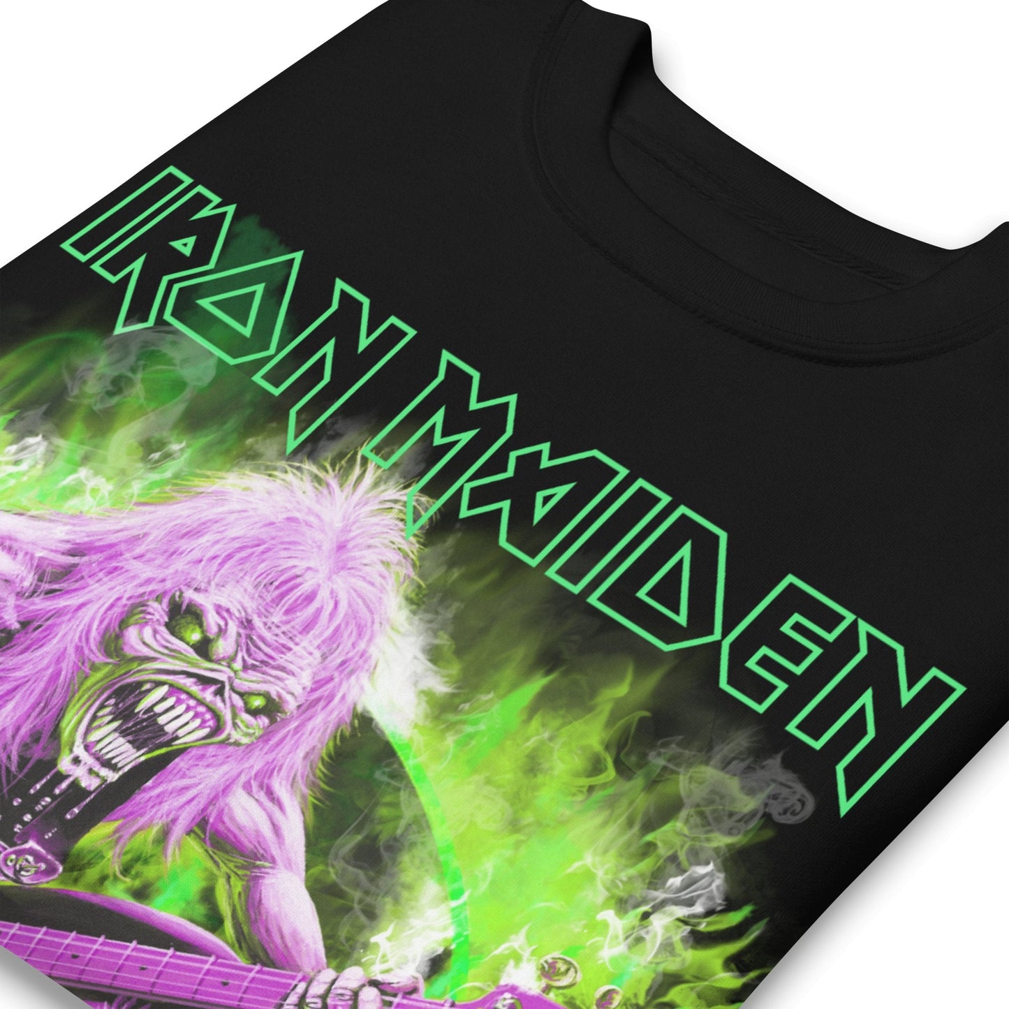 Iron Maiden Green Guitar Jumbo Print Mens Sweatshirt Black