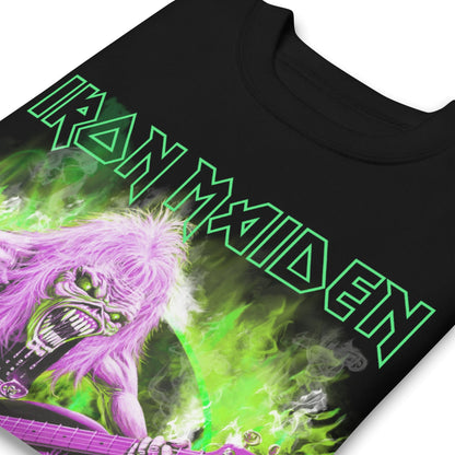 Iron Maiden Green Guitar Jumbo Print Mens Sweatshirt Black