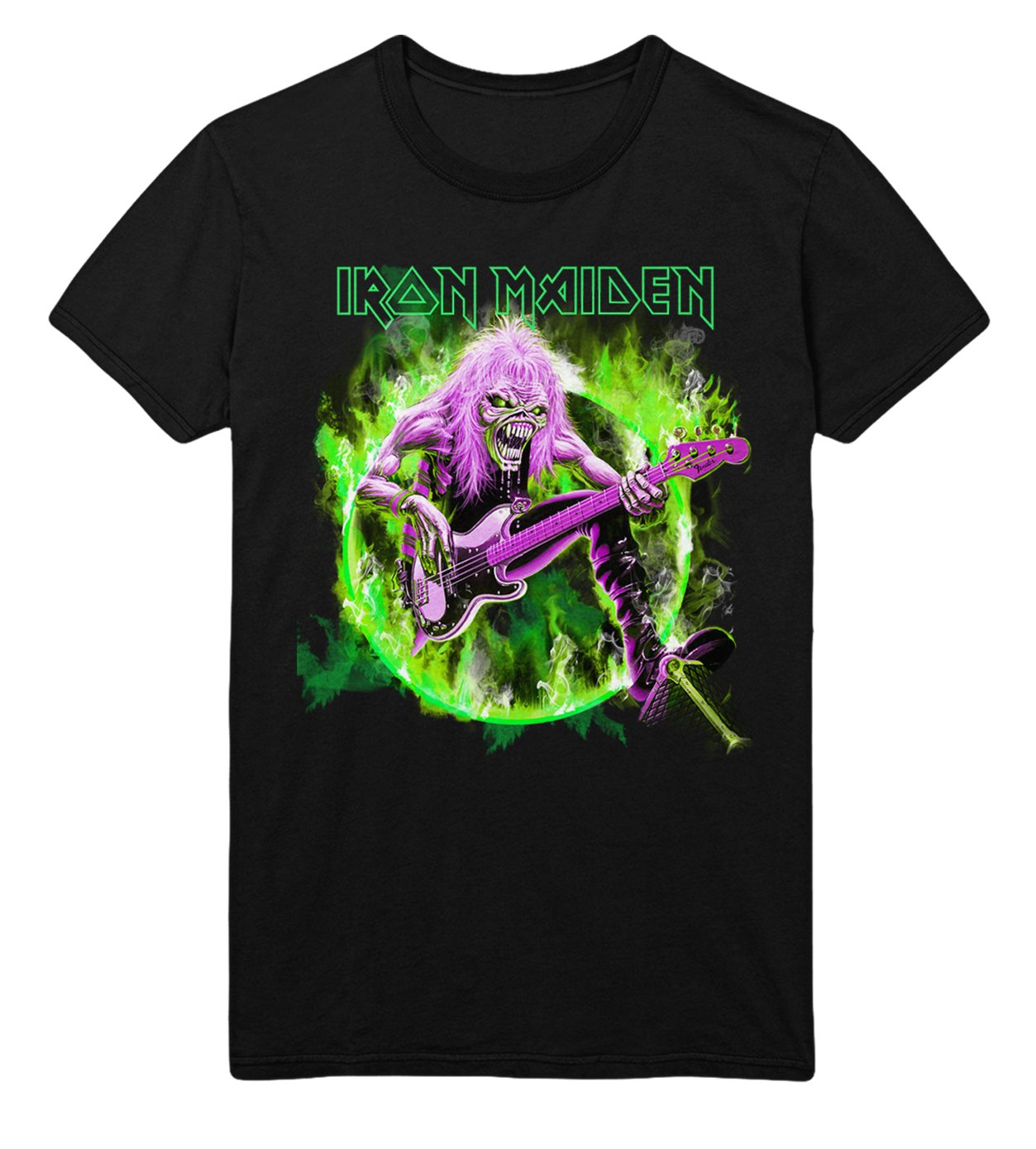 Iron Maiden Green Guitar Officially Licensed Mens T Shirt Black