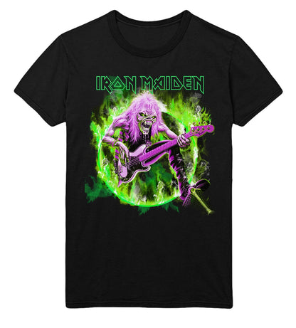 Iron Maiden Green Guitar Officially Licensed Mens T Shirt Black