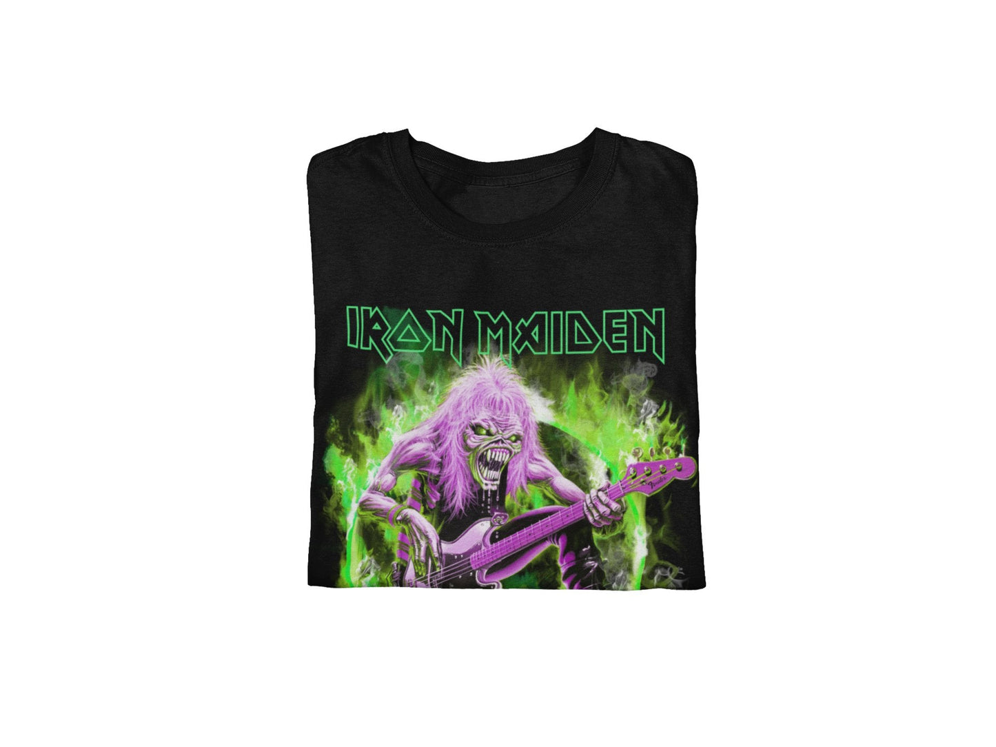 Iron Maiden Green Guitar Officially Licensed Mens T Shirt Black