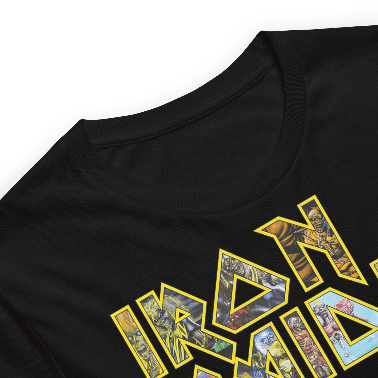 Iron Maiden Logo Eddie Jumbo Print Officially Licensed Mens T Shirt Black