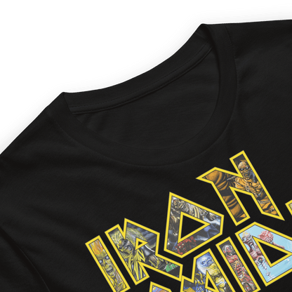 Iron Maiden Logo Eddie Jumbo Print Officially Licensed Mens T Shirt Black