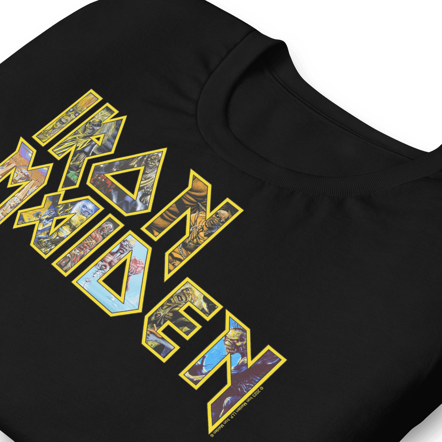 Iron Maiden Logo Eddie Jumbo Print Officially Licensed Mens T Shirt Black
