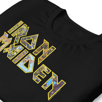 Iron Maiden Logo Eddie Jumbo Print Officially Licensed Mens T Shirt Black