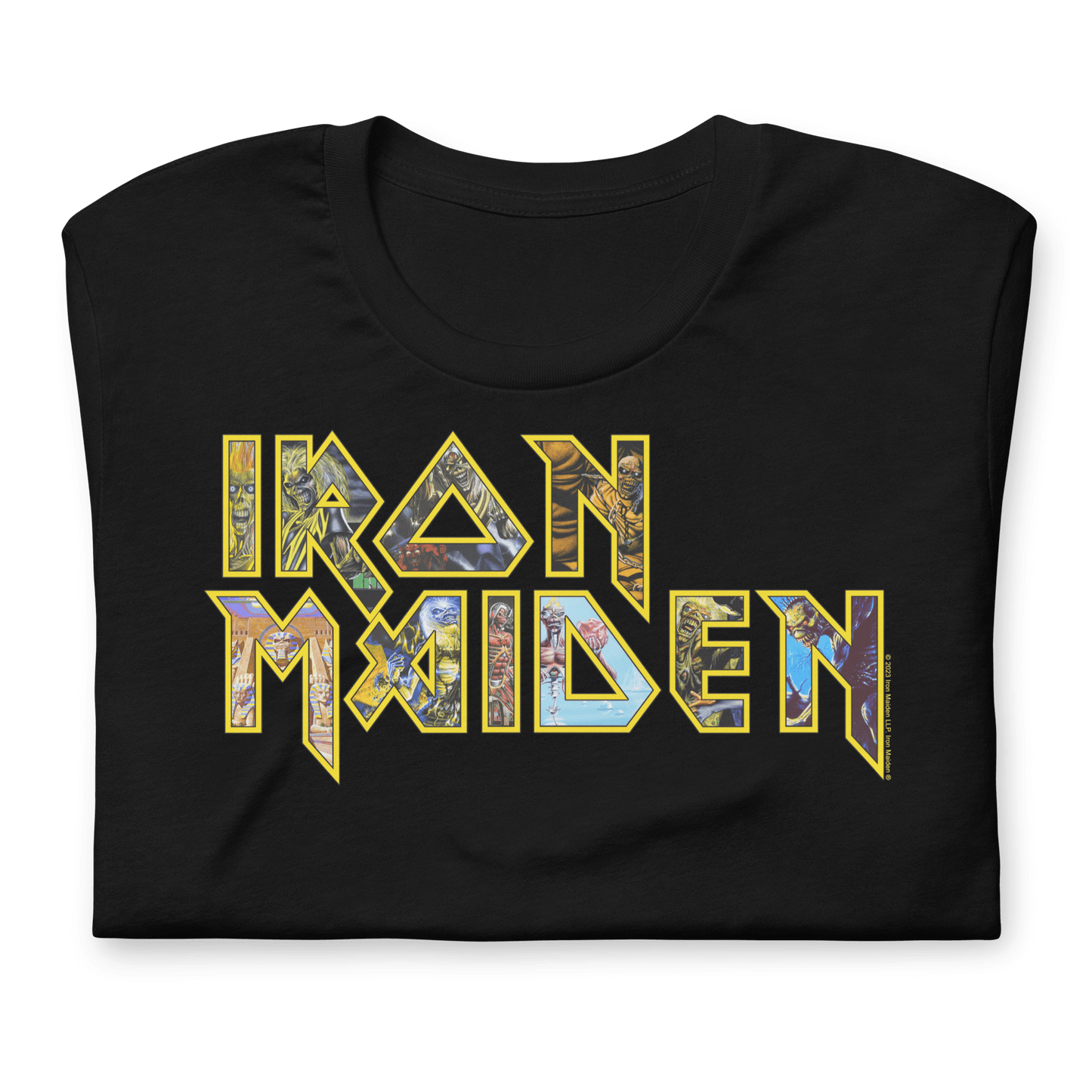 Iron Maiden Logo Eddie Jumbo Print Officially Licensed Mens T Shirt Black