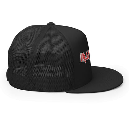 Iron Maiden Logo Flat Brim Trucker Hat Black Officially Licensed