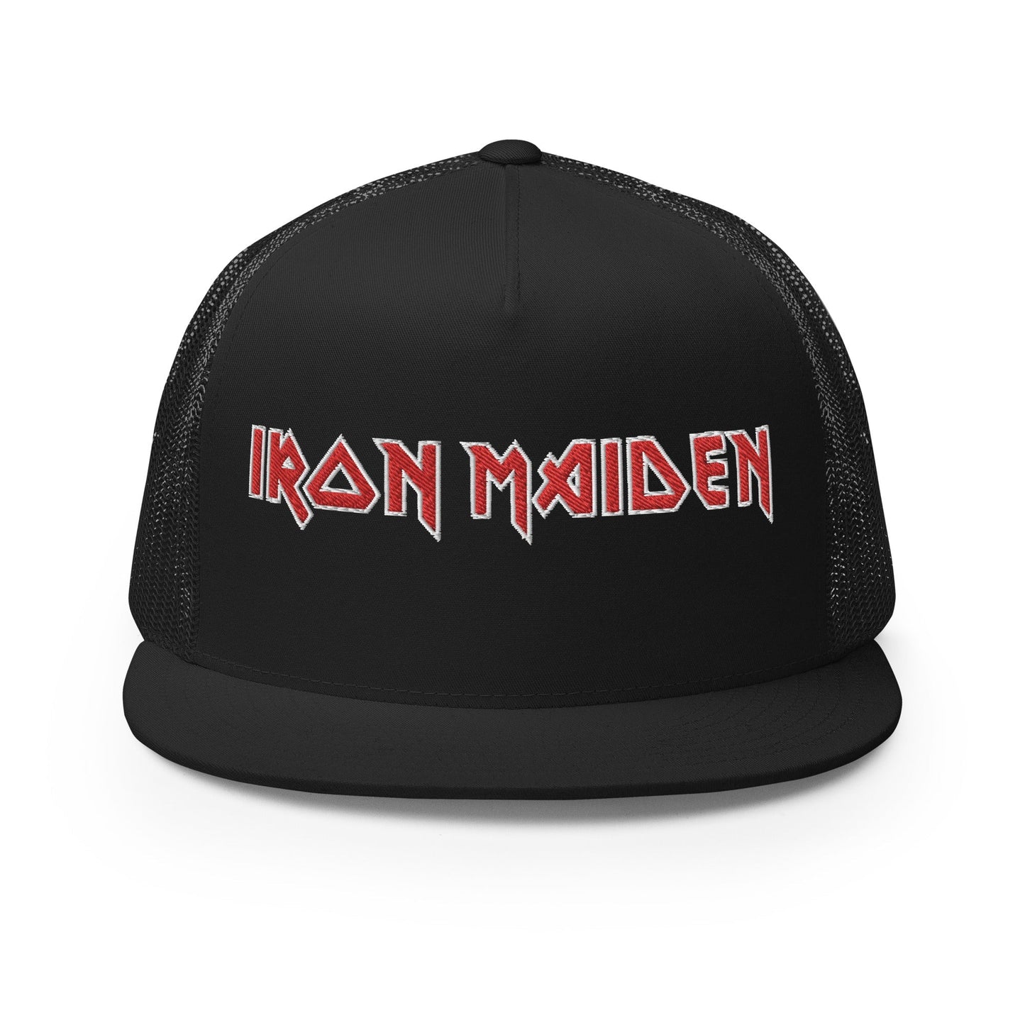 Iron Maiden Logo Flat Brim Trucker Hat Black Officially Licensed