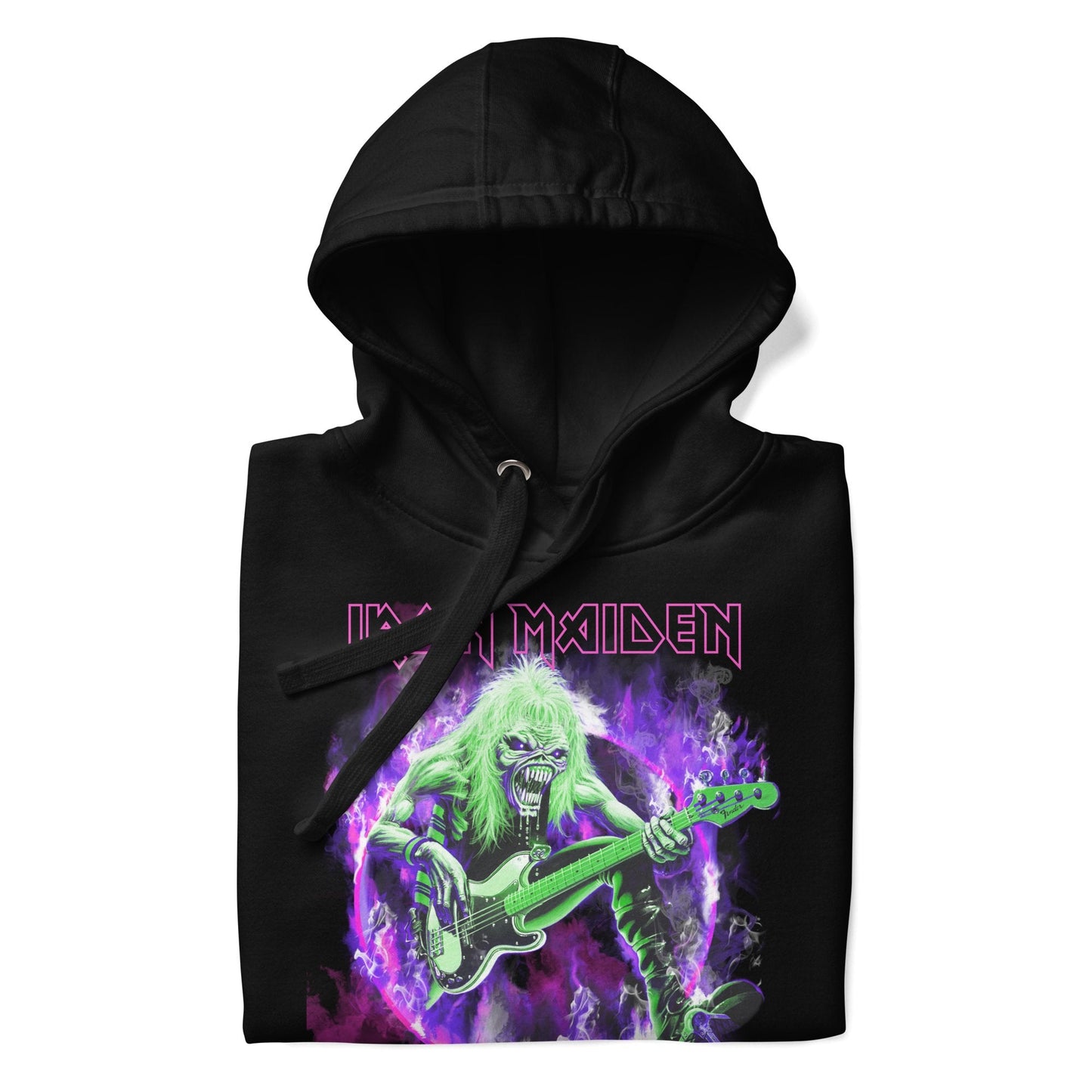 Iron Maiden Purple Guitar Classic Mens Hoodie Black