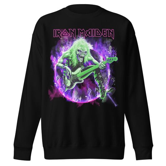 Iron Maiden Purple Guitar Jumbo Print Mens Sweatshirt Black