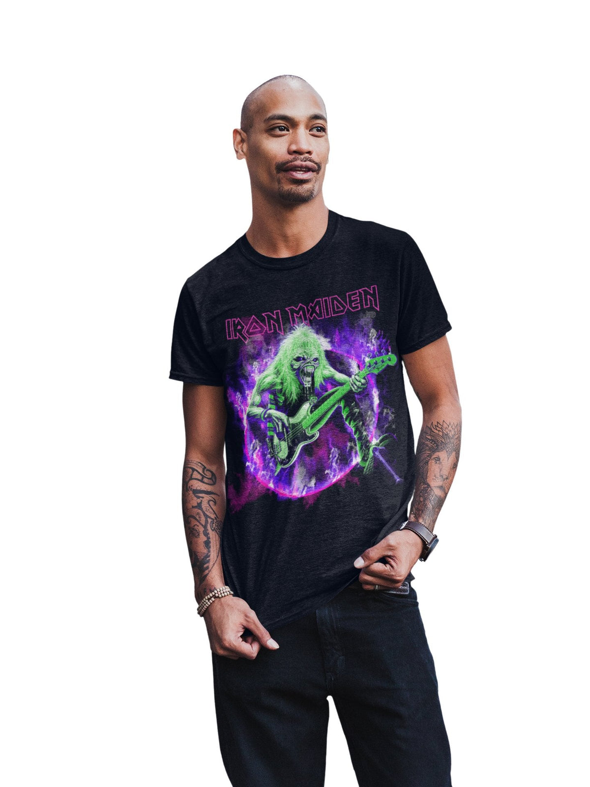 Iron Maiden Purple Guitar Officially Licensed Mens T Shirt Black