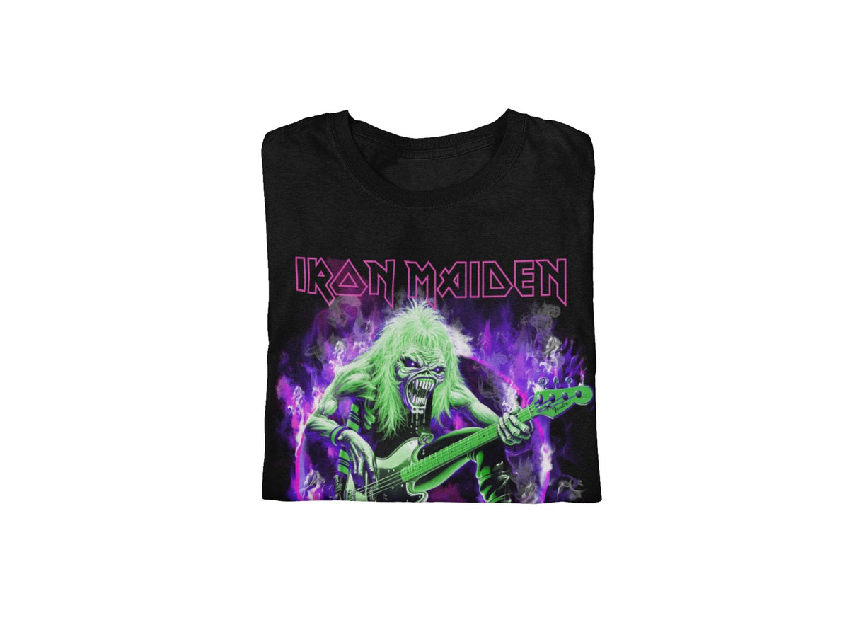 Iron Maiden Purple Guitar Officially Licensed Mens T Shirt Black