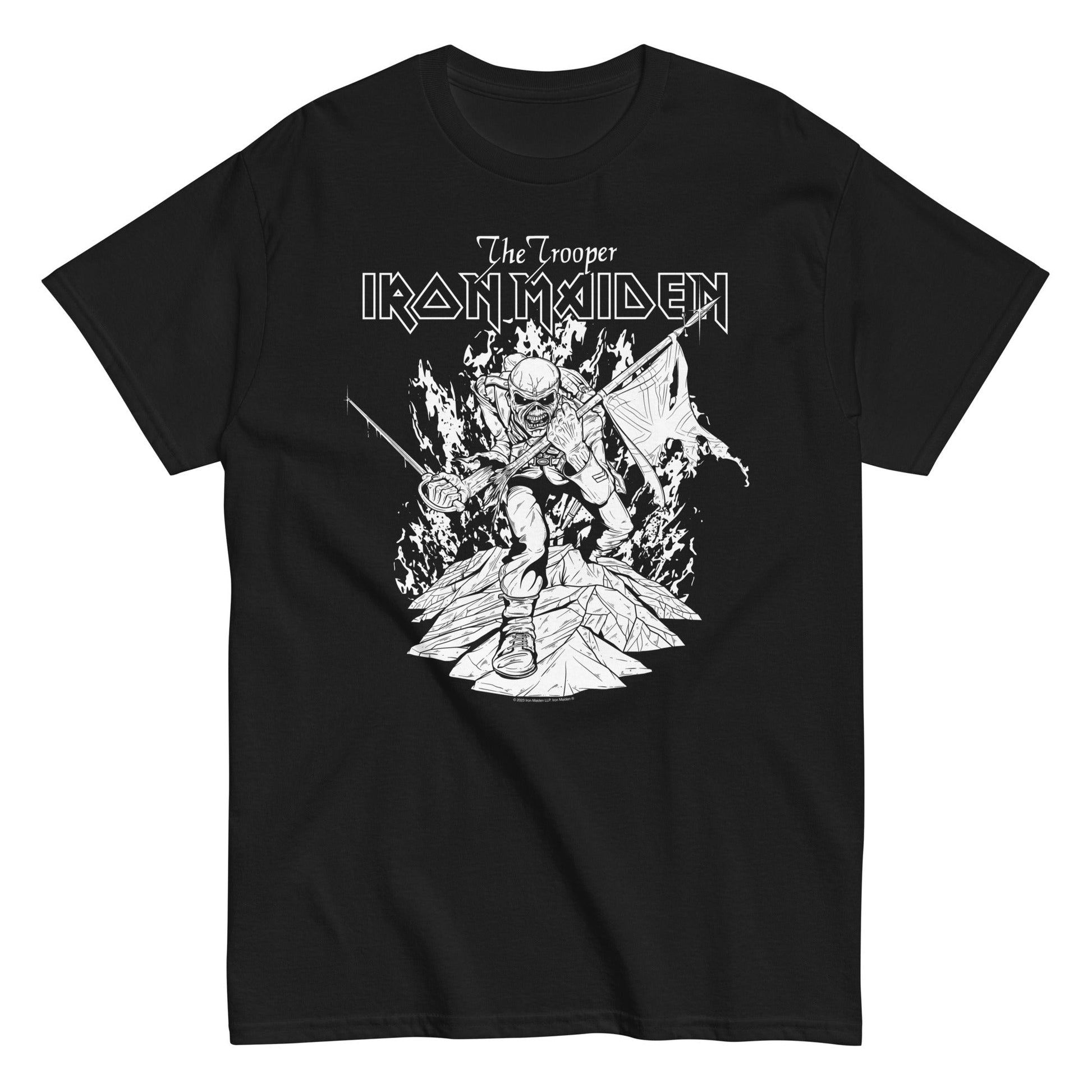 Iron Maiden Trooper Black and White Officially Licensed Mens T Shirt Black