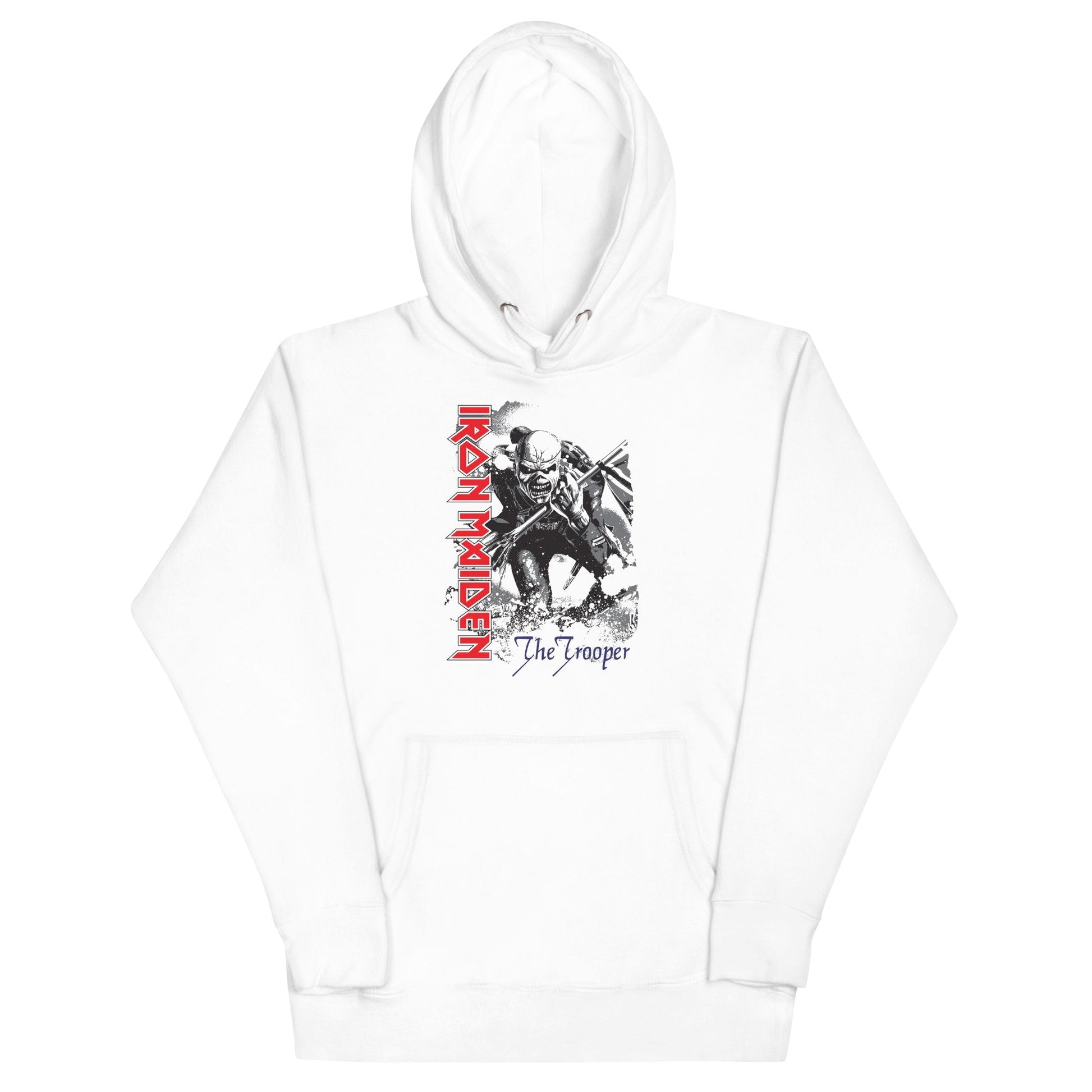 Iron Maiden Trooper Classic Mens Officially Licensed Hoodie White