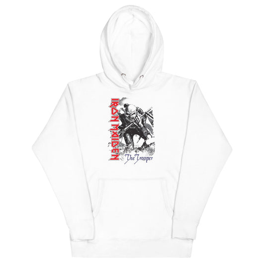 Iron Maiden Trooper Classic Mens Officially Licensed Hoodie White