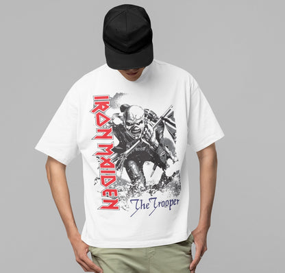 Iron Maiden Trooper Jumbo Print Officially Licensed Mens T Shirt White