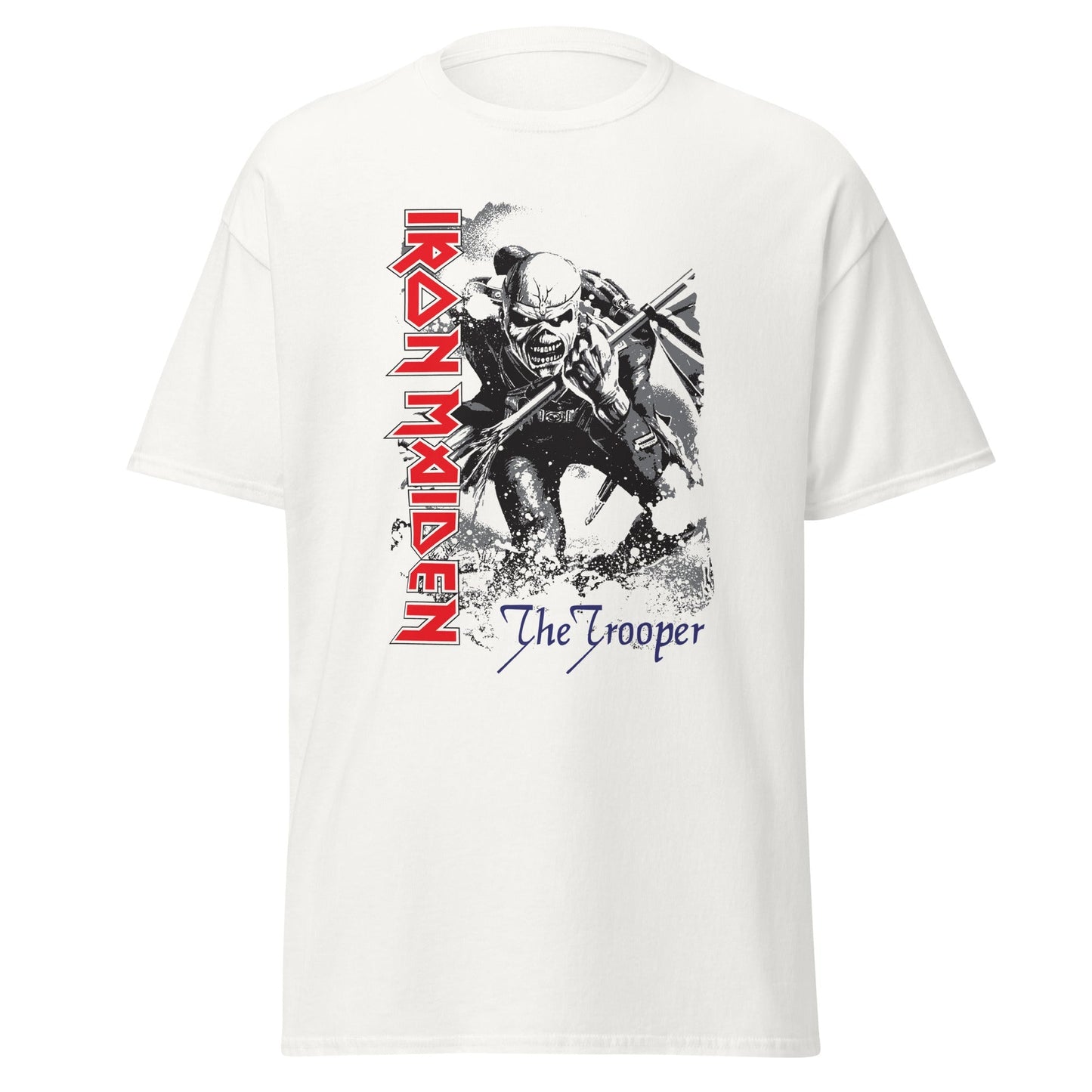 Iron Maiden Trooper Jumbo Print Officially Licensed Mens T Shirt White