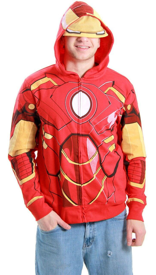 Iron Man Costume Zip-Up Hooded Sweatshirt Hoodie