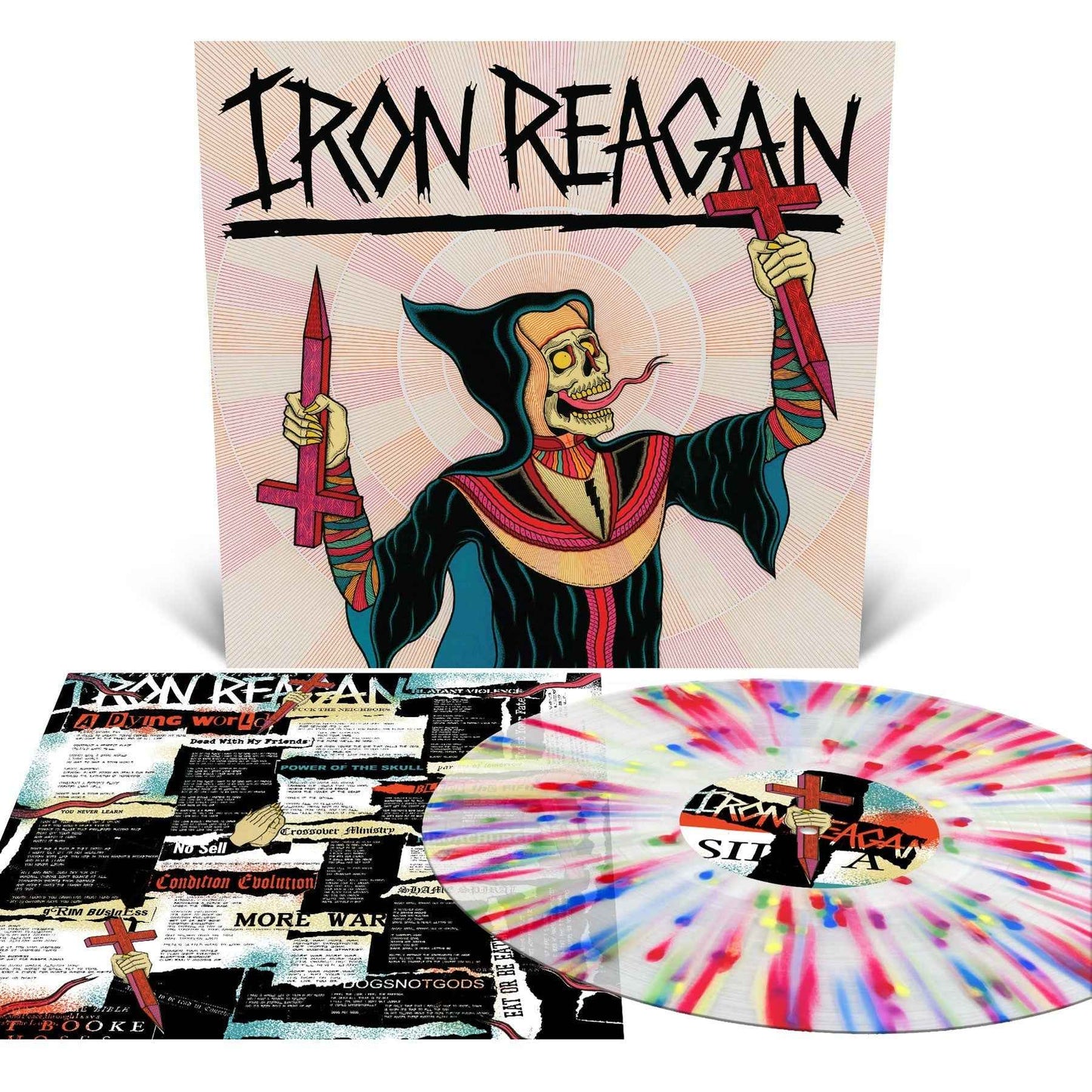 PRE-ORDER Iron Reagan - Crossover Ministry [Milky Clear With Rainbow Splatter] [Vinyl] Vinyl Record