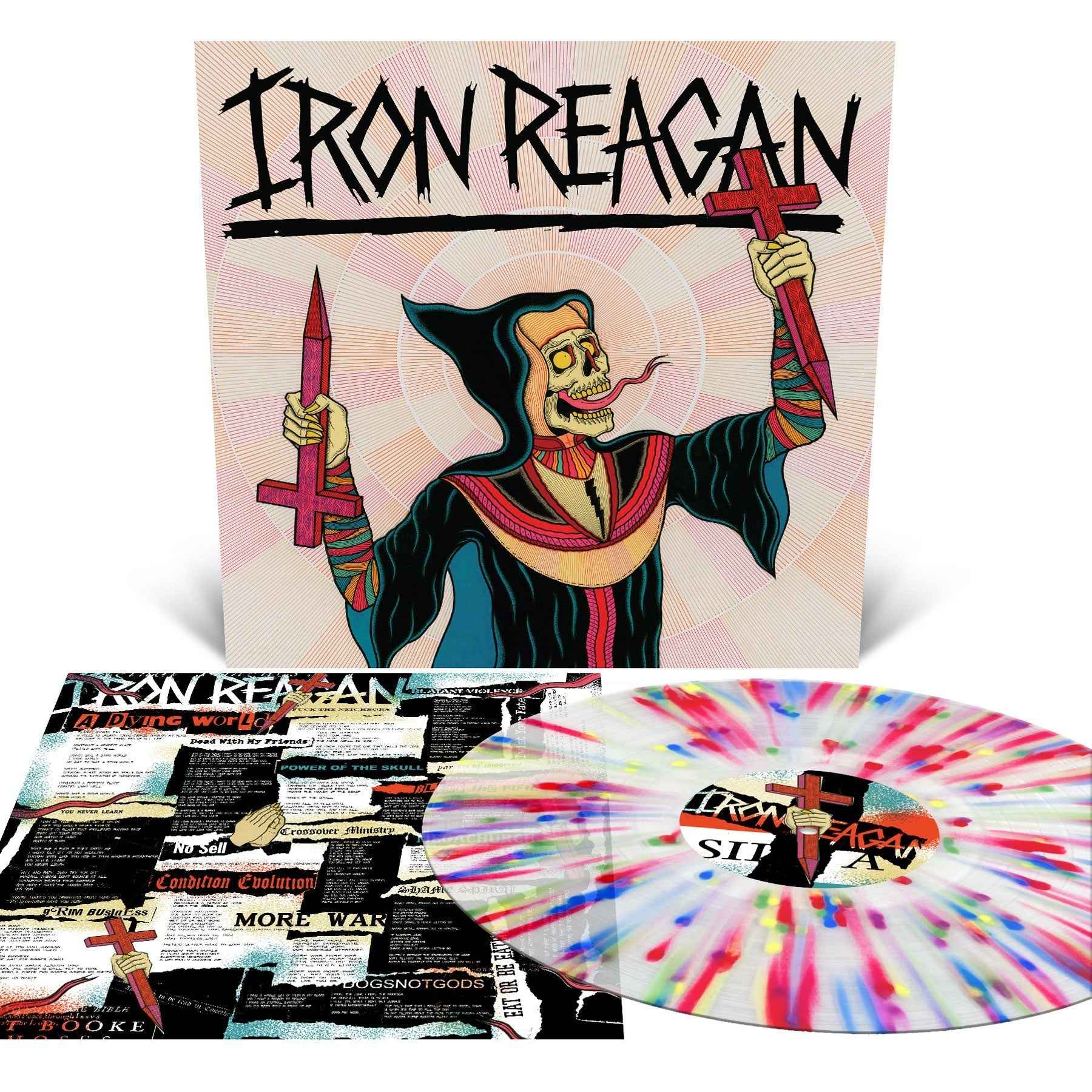 PRE-ORDER Iron Reagan - Crossover Ministry [Milky Clear With Rainbow Splatter] [Vinyl] Vinyl Record