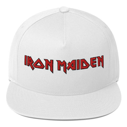 Iron Maiden Embroidered Logo Snapback Hat White Officially Licensed