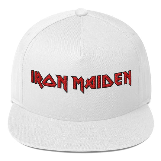 Iron Maiden Embroidered Logo Snapback Hat White Officially Licensed