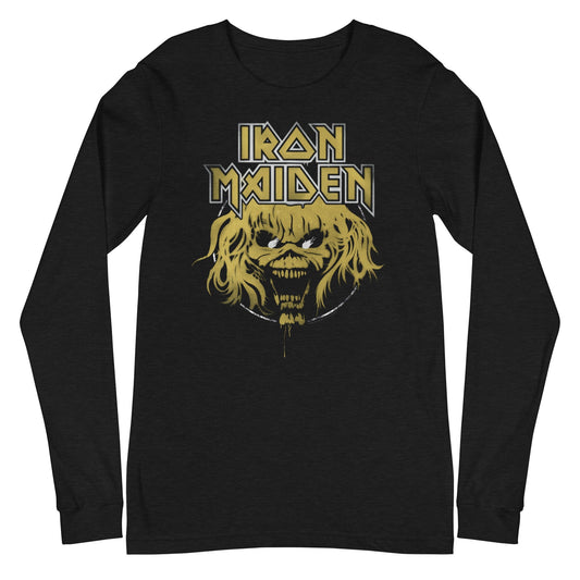 Iron Maiden Stacked Logo Mens Long Sleeve Shirt Black