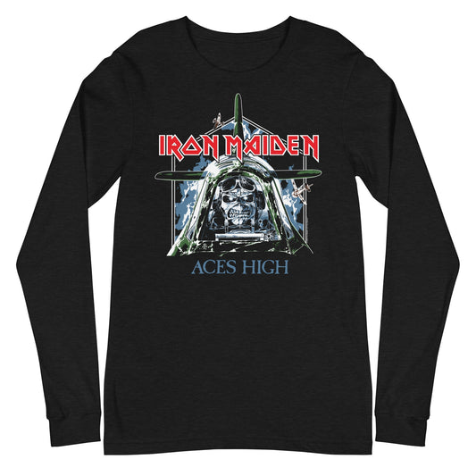 Iron Maiden Aces High Mens Long Sleeve Shirt Black