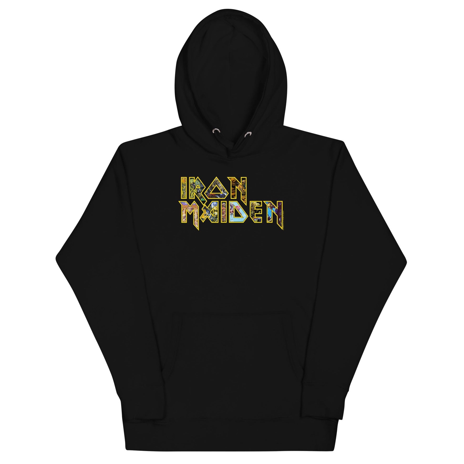 Iron Maiden Logo Eddie Mens Officially Licensed Hoodie Black