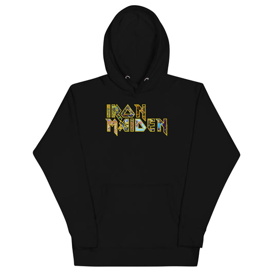 Iron Maiden Logo Eddie Mens Hoodie Black