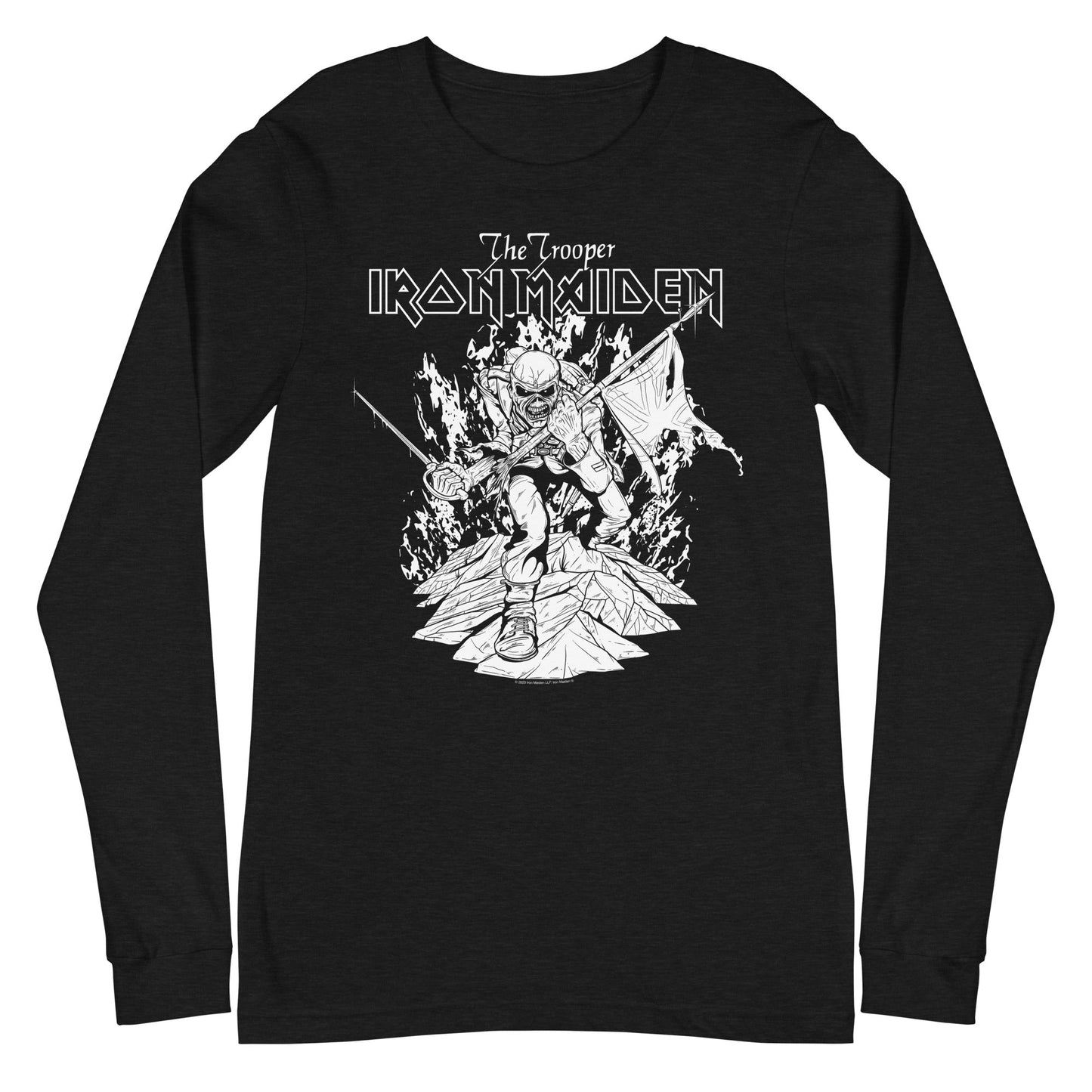 Iron Maiden Trooper Black and White Mens Long Sleeve Shirt Black